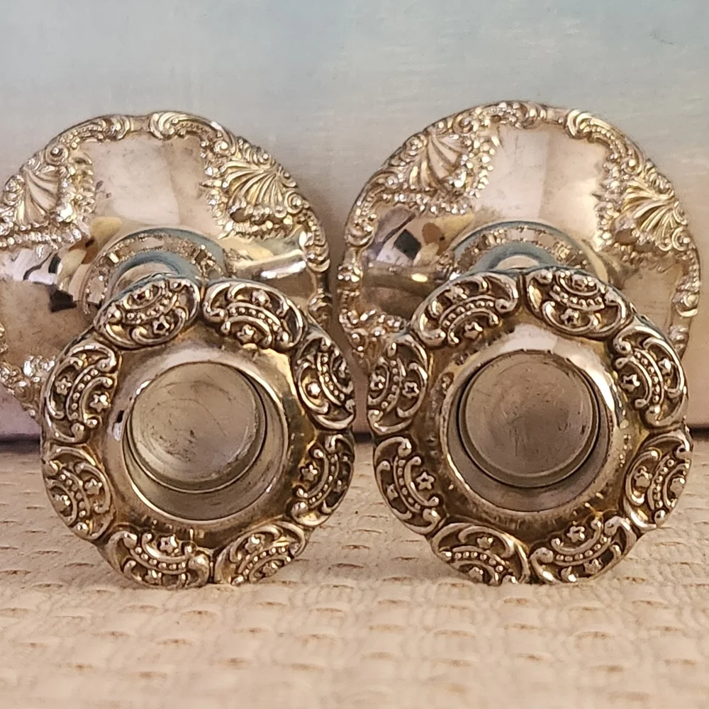 VTG Godinger Mid Century Baroque Style Set of(2) Candlesticks Ornate Silverplate